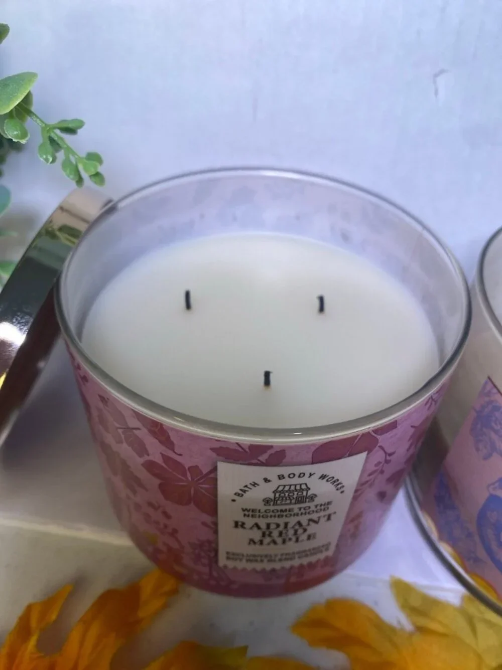 “Pumpkin Cinnamon Bun” & “Radiant Red Maple” BBW  3 Wick Candles- NOT NEW